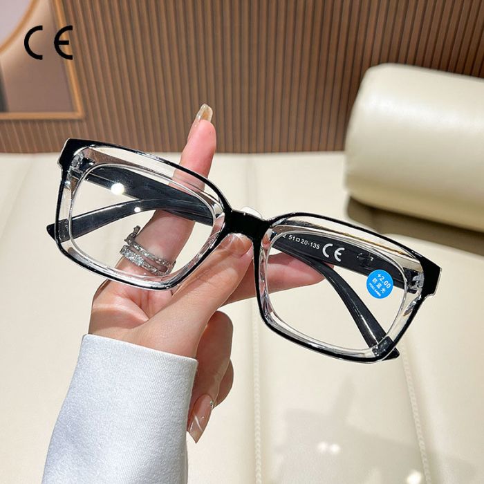 212 Stylish blue block reading glasses, making you look younger, large frame