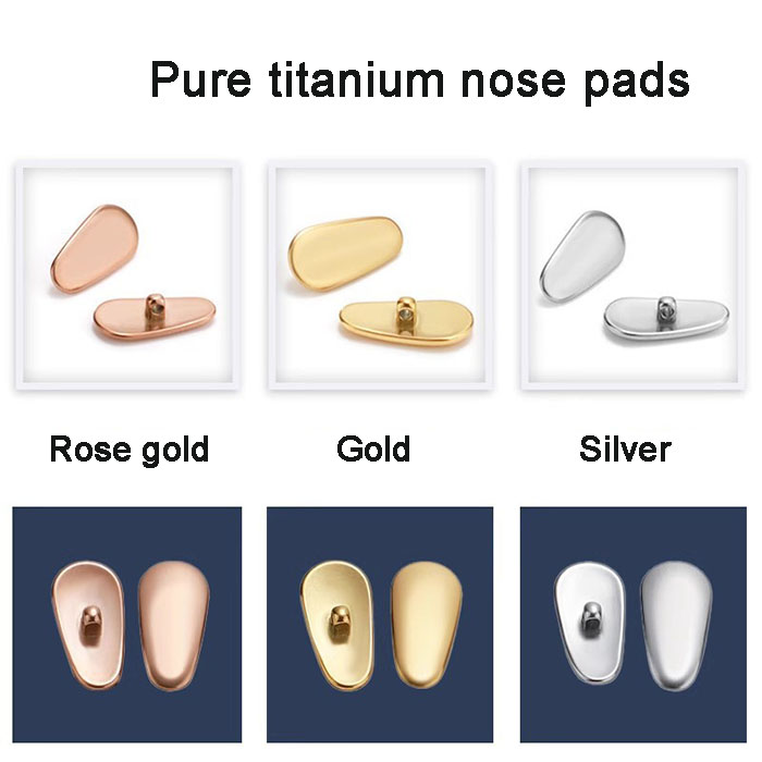 255 Melon seed shape pure titanium nose pads, screw in