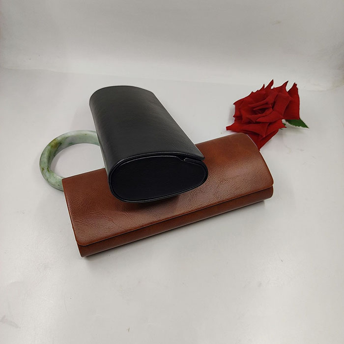 821 Hand feel oil leather eyeglass box, pressure resistant handmade box, large capacity myopia sunglasses high-end eyeglass box