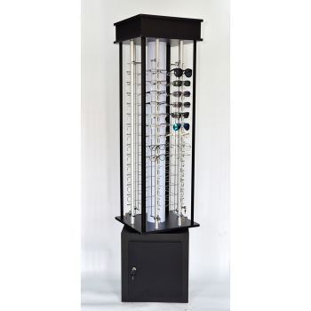 A3017 Aluminium alloy lock bar display floor stand for 84pcs of sunglasses, rotatable, with storage, can be light