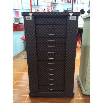 D109 Glasses display cabinet for 234pcs of sunglasses or 288pcs of optical frames, Password lock, Coffee grid PU leather, movable