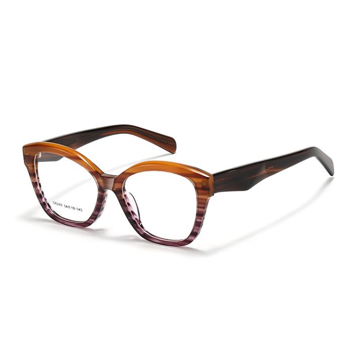 G6248 Stylish striped handmade acetate eyeglass frame, blue block lenses, for men and women