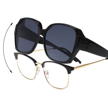 J35 Minimalist myopia enclosed glasses, square glasses, polarized sunglasses, large frame