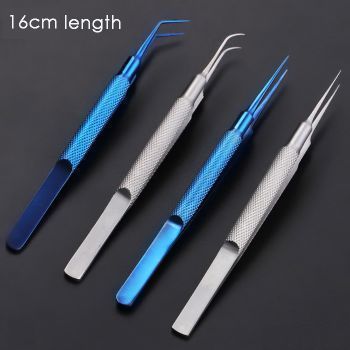 JH-135 Titanium alloy/stainless steel round handle microforceps, 16cm 