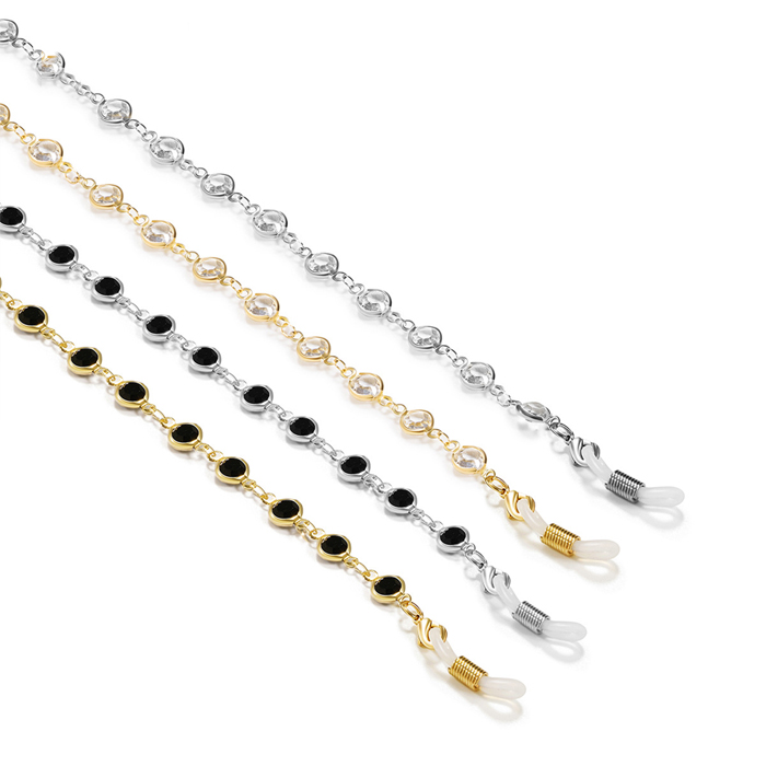 JH-226 Glasses chain mask rope colorful glass bead thickening multi-layer electroplating (black and white bricks)