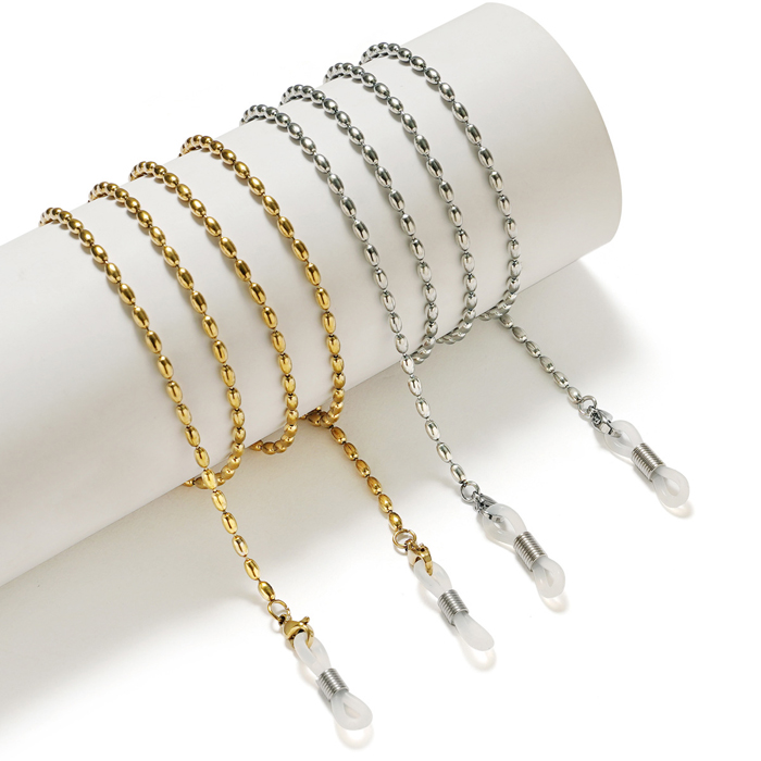 JH-231 Glasses Chain Dual Color Glasses Anti slip Rope (Stainless Steel Rice Ball Style)
