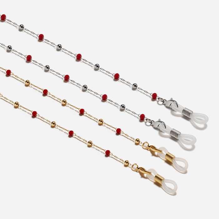 JH-236 Glasses hanging chain necklace, sunglasses, myopia, presbyopia, anti loss, anti drop glasses rope chain (red diamond bead chain)