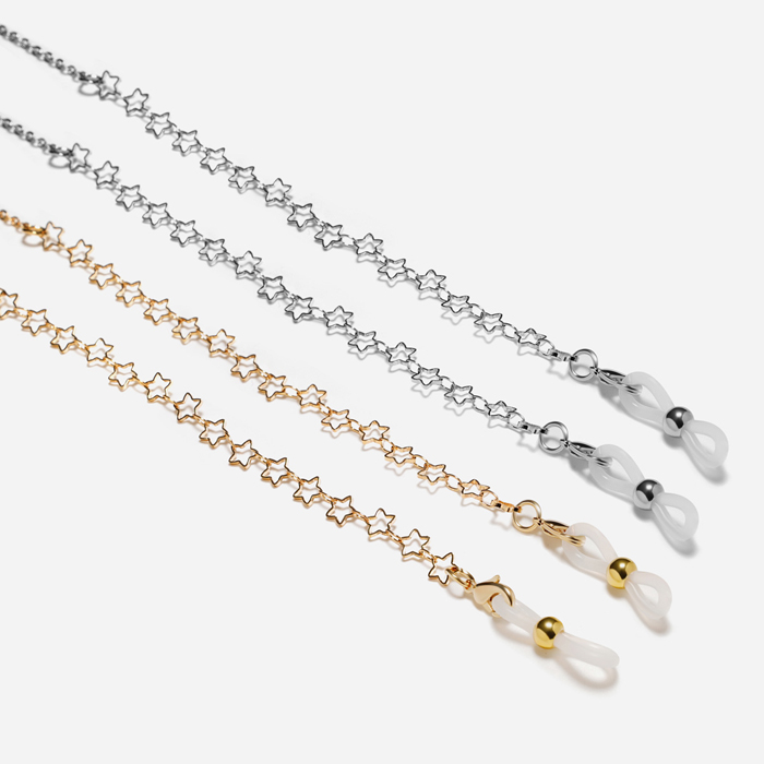 JH-267 Glasses Chain Necklace Real Gold Electroplated Pentagram