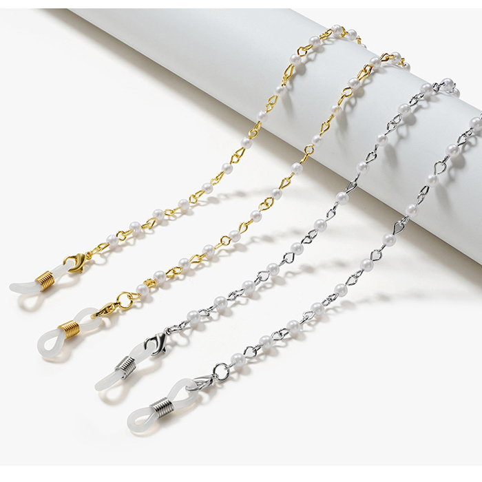 JH-275 Glasses Chain Hanging Neck Chain Hanging Rope Thick Gold Plating Long Color Preservation Time (3.5mm Pearl)