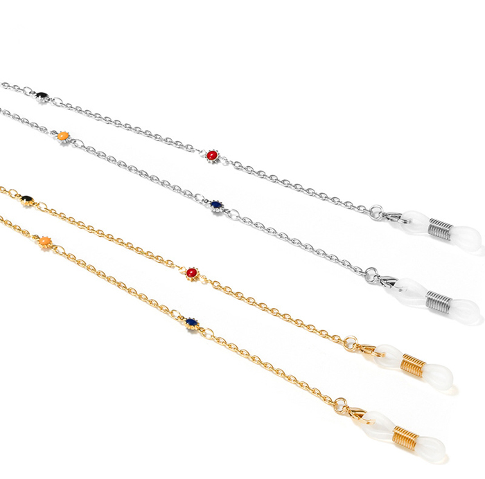 JH-277 Temperament style glasses with copper eyewear chain, eyewear rope, neck decoration (oil dripping sunflower)