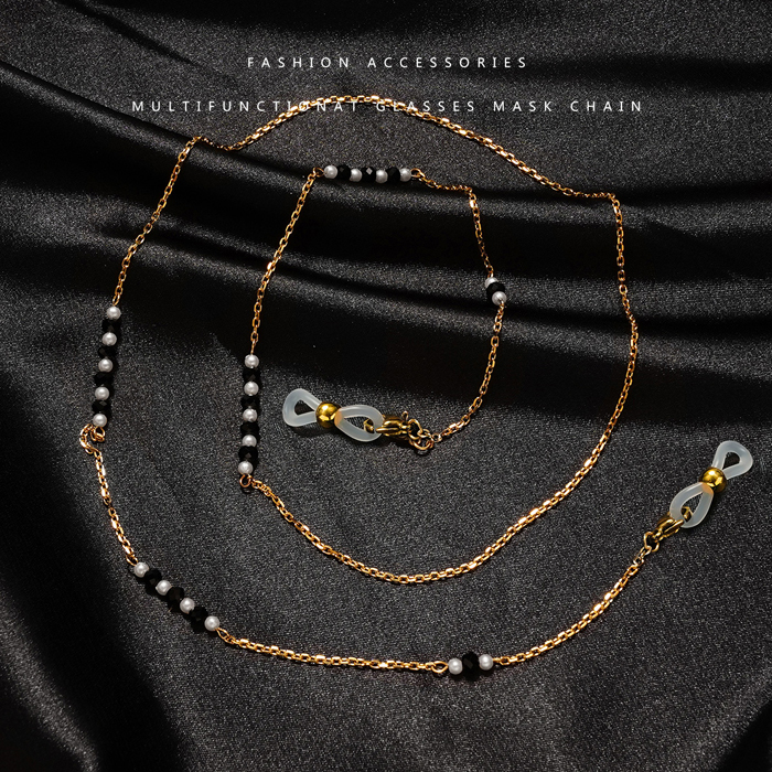 JH-279 Mask Chain Women's Neck Hanging Glasses Chain Fashion Anti loss and Anti drop Hanging Cord Chain 0-line Scratched Face+Crystal Clip Pearl