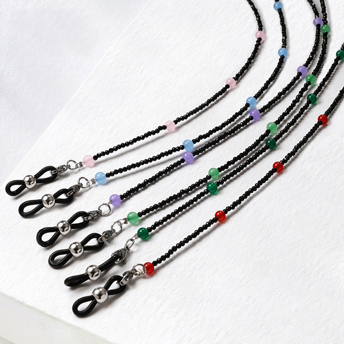 JH-299 Vintage Emerald Spinel Glasses Chain Chain Mask Chain Black Spinel  Chalcedony