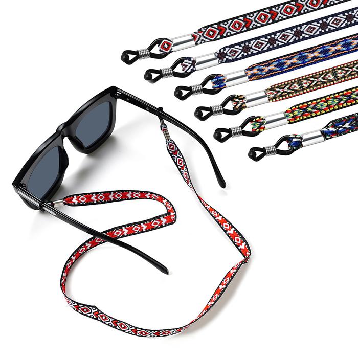 JH-329 Reading eyewear chain, ethnic style, color rope, Bohemian style, anti loss (thick colorful ropes)