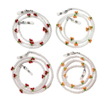 JH-357 Crystal glasses chain, multi-purpose necklace, pearl like beads, cherries, mask chain (cherry beads)