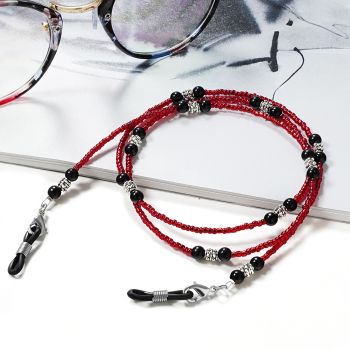 JH-361 Vintage Beaded Glasses Chain (Black Beaded)