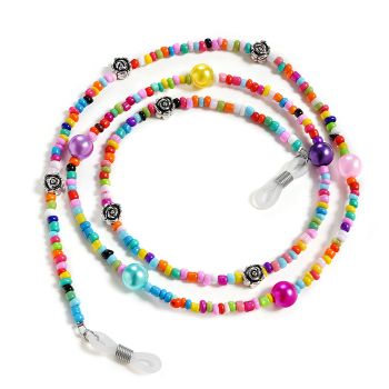 JH-362 Beaded metal rose eyewear chain, plum blossom