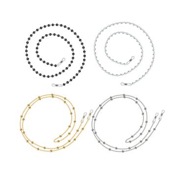 JH-383  Fashionable metal eyewear chain, acrylic beaded eyewear rope, 4pcs/set