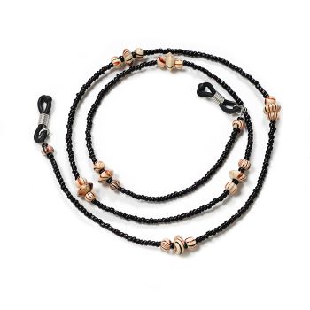 JH-388 Vintage Flower Wood Bead Glasses Chain