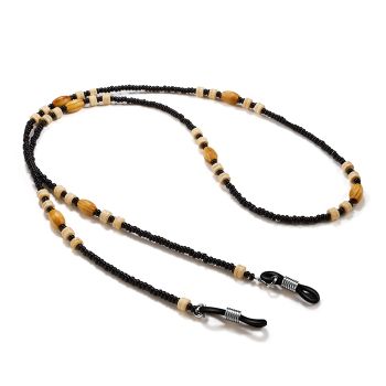 JH-389 White wood bead eyewear chain