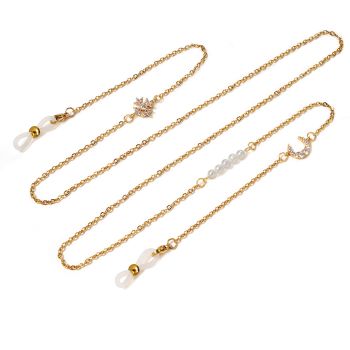JH-50 Glasses Chain Neck Hanging Chain Pendant Rope Sunglasses Vacuum Electroplated Mask Hanging Rope (Zircon Star Moon Pearl)