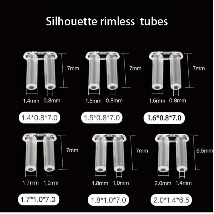 JH-588 Plastic silhouette rimless  tubes, double rubber stopper