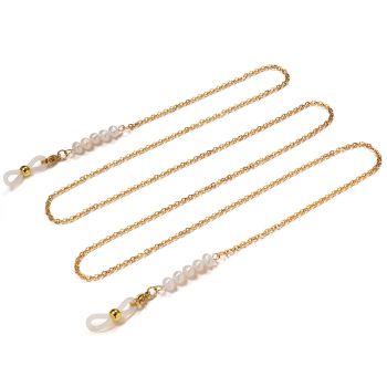 JH-70 Fresh water pearls+stainless steel chain(24k Vacuum electroplating), glasses chain, mask rope