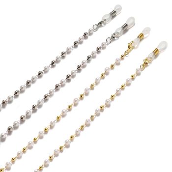JH-8 Metal thick electroplating glasses Strap | Mask hanging rope with copper beads+pearls