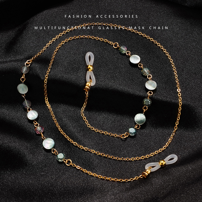 JH-9 Glasses chain, women's neck hanging chain, trendy people's anti loss hanging rope, sunglasses mask rope (crystal shell stainless steel version)