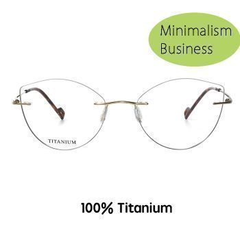 RT-002 Minimalism business pure β titanium rimless cat eye optical frame