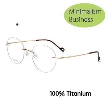 RT-003 Minimalism business pure β titanium rimless round optical frame