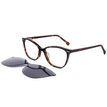 TY1032 High grade oval acetate optical frame, Clip on TAC polarized sunglasses