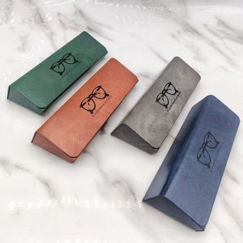 Triangular glasses cases, portable and simple, leather anti pressure, retro myopia glasses cases, sunglasses cases