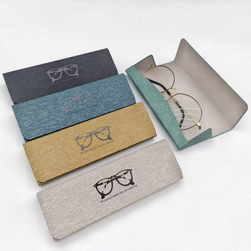 JH-691 Triangle handmade glasses box, simple leather, anti pressure retro, myopia glasses box, sunglasses box, printed logo - video preview
