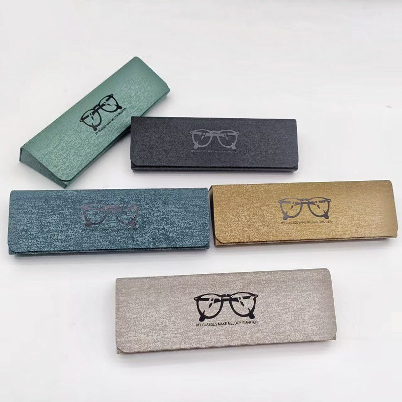 JH-691 Triangle handmade glasses box, simple leather, anti pressure retro, myopia glasses box, sunglasses box, printed logo - image4
