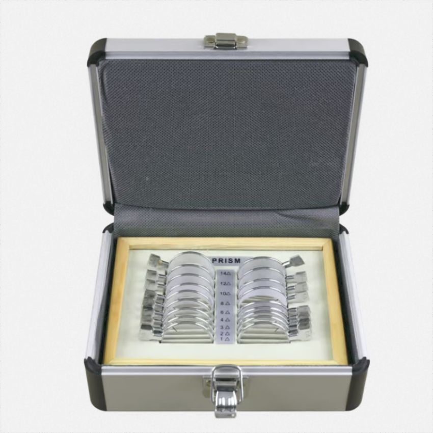 PR-18 18-Piece Ophthalmic Prism Trial Lens Set, 1△-14△, Durable Metal Rim with Wooden Tray & Aluminum Case - image2
