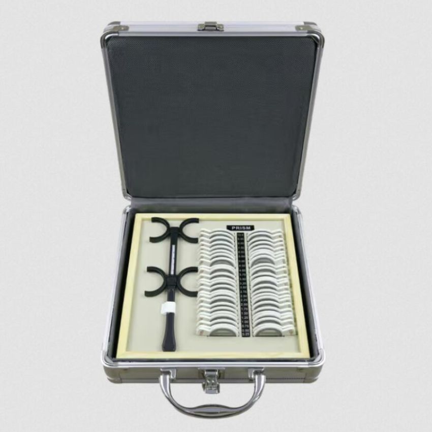 PR-48 48-Piece Ophthalmic Prism Trial Lens Set, 0.25△-10△, White Plastic Rim with Wooden Tray & Aluminum Case - image2